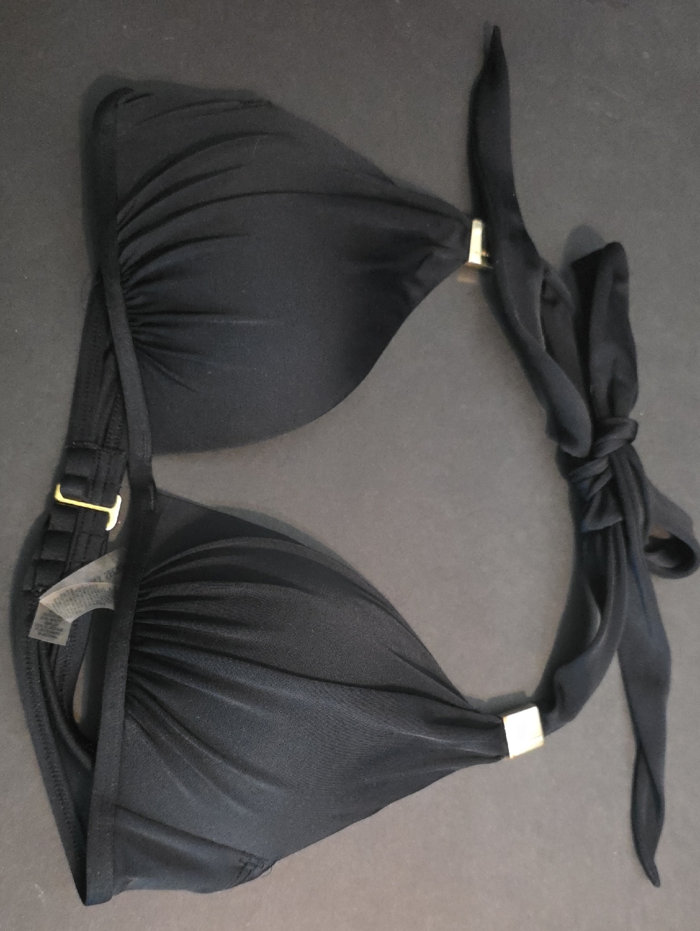 Victoria's Secret Black Halter Bikini Top with Gold Hardware